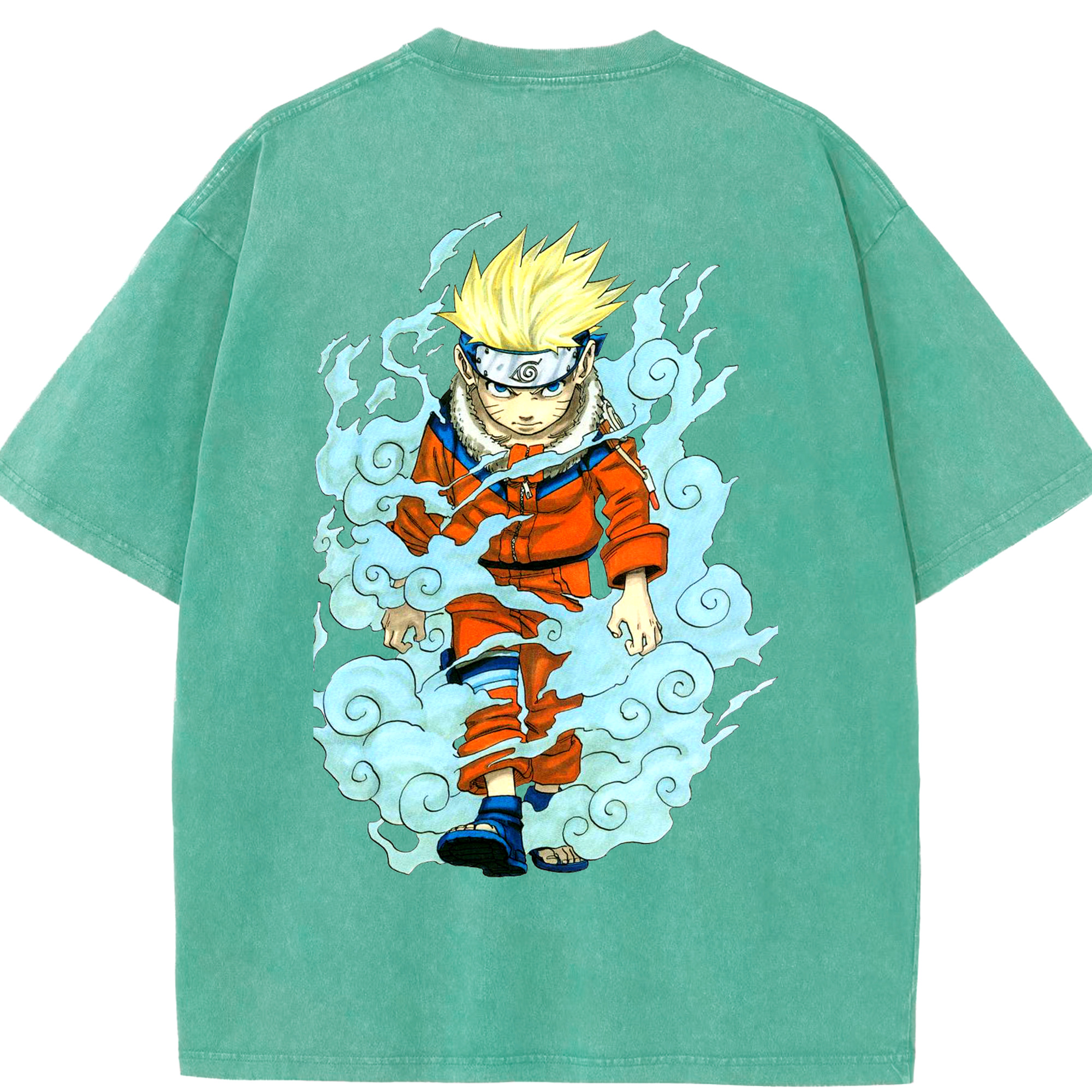 （画像用） NARUTO -ナルト- うずまき ナルト Uzumaki Naruto 綿100% ヴィンテージ風 半袖Tシャツ（背面プリント）